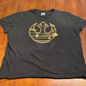 Star Wars Black Tee with Gold Rebel Emblem